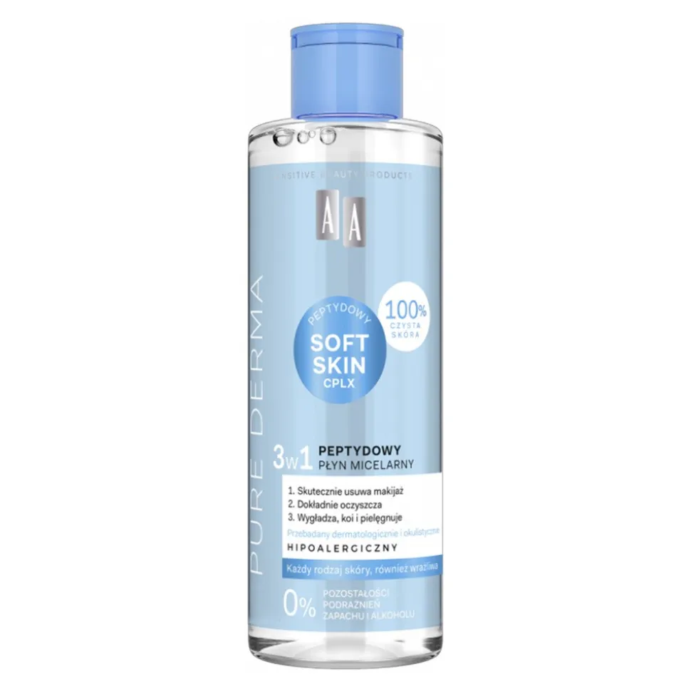 AA Pure Derma, peptydowy płyn micelarny 3w1, 200 ml