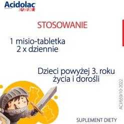Acidolac Junior, misio-tabletki, smaku truskawkowy, 20szt.