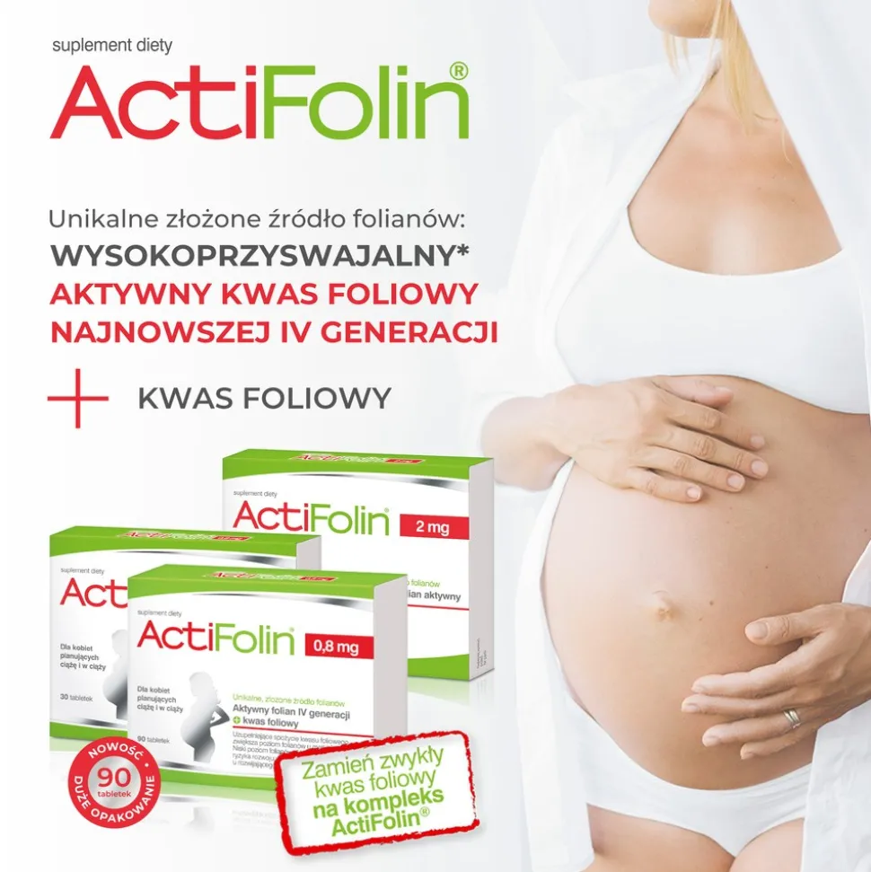 ActiFolin 0,8 mg, tabletki powlekane, 90 szt.