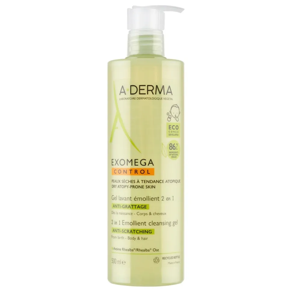 Aderma Exomega Control, żel emolient do mycia 2w1, 500 ml