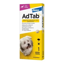 AdTab, dla psów 2,5 - 5,5 kg, 112 mg, tabletka do rozgryzania i żucia, 1 szt.