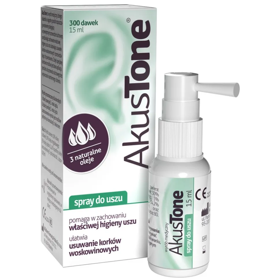 Akustone, spray do uszu, 15 ml (300 dawek)
