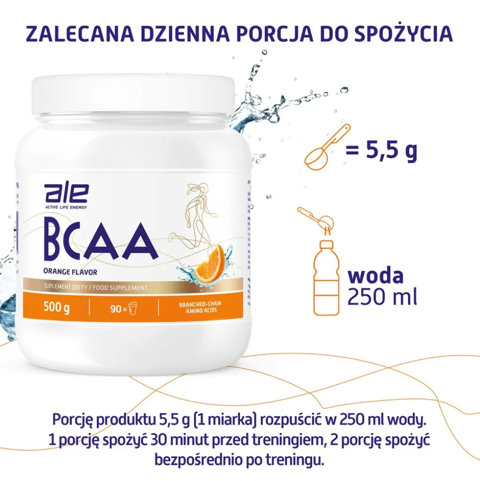 ALE BCAA Orange Flavor, proszek, 500 g