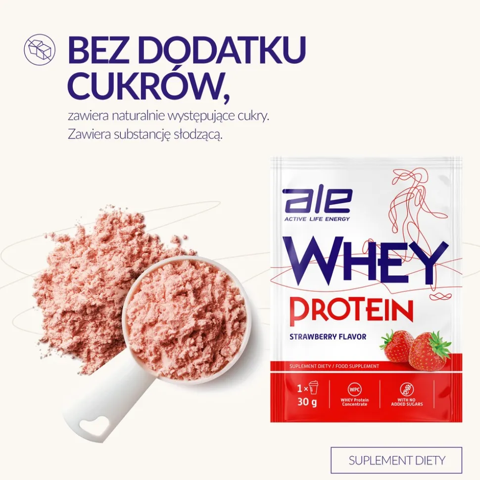 ALE Whey Protein Strawberry Flavor, proszek, 30 g