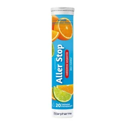 Aller Stop, tabletki musujące, smak pomarańczowo-limonkowy, 20 szt.