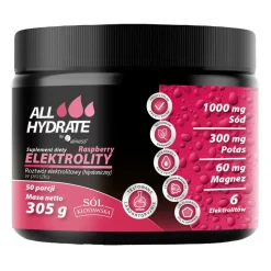 ALLHydrate Elektrolity Raspberry, proszek, smak malinowy, 305 g