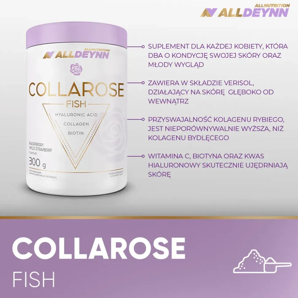Allnutrition ALLDEYNN CollaRose, proszek, smak raspberry-wild strawberry, 300 g