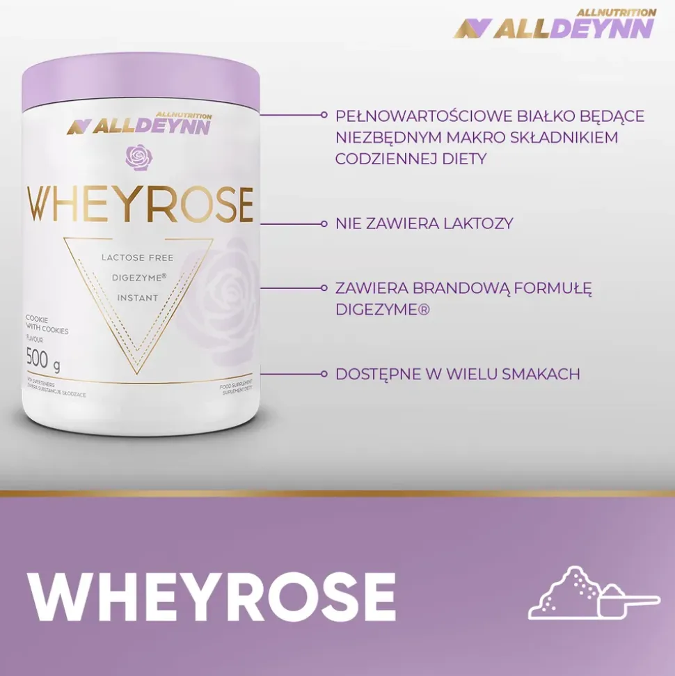 Allnutrition, ALLDEYNN WheyRose, white chocolate raspberry, proszek, 500 g