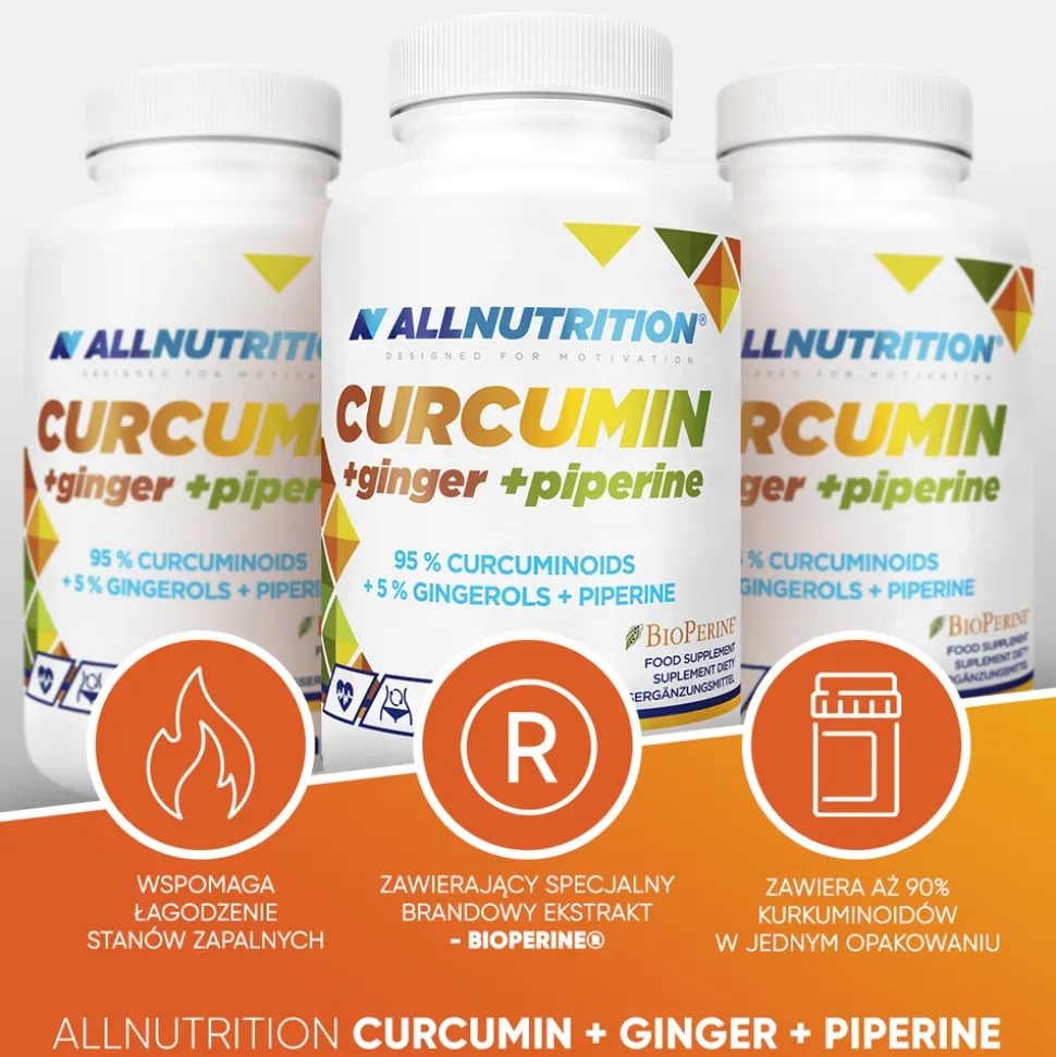 Allnutrition Curcumin + Ginger + Piperine, kapsułki, 100 szt.