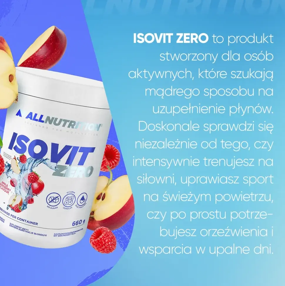 Allnutrition Isovit Zero, proszek, smak jabłko - malina, 660 g