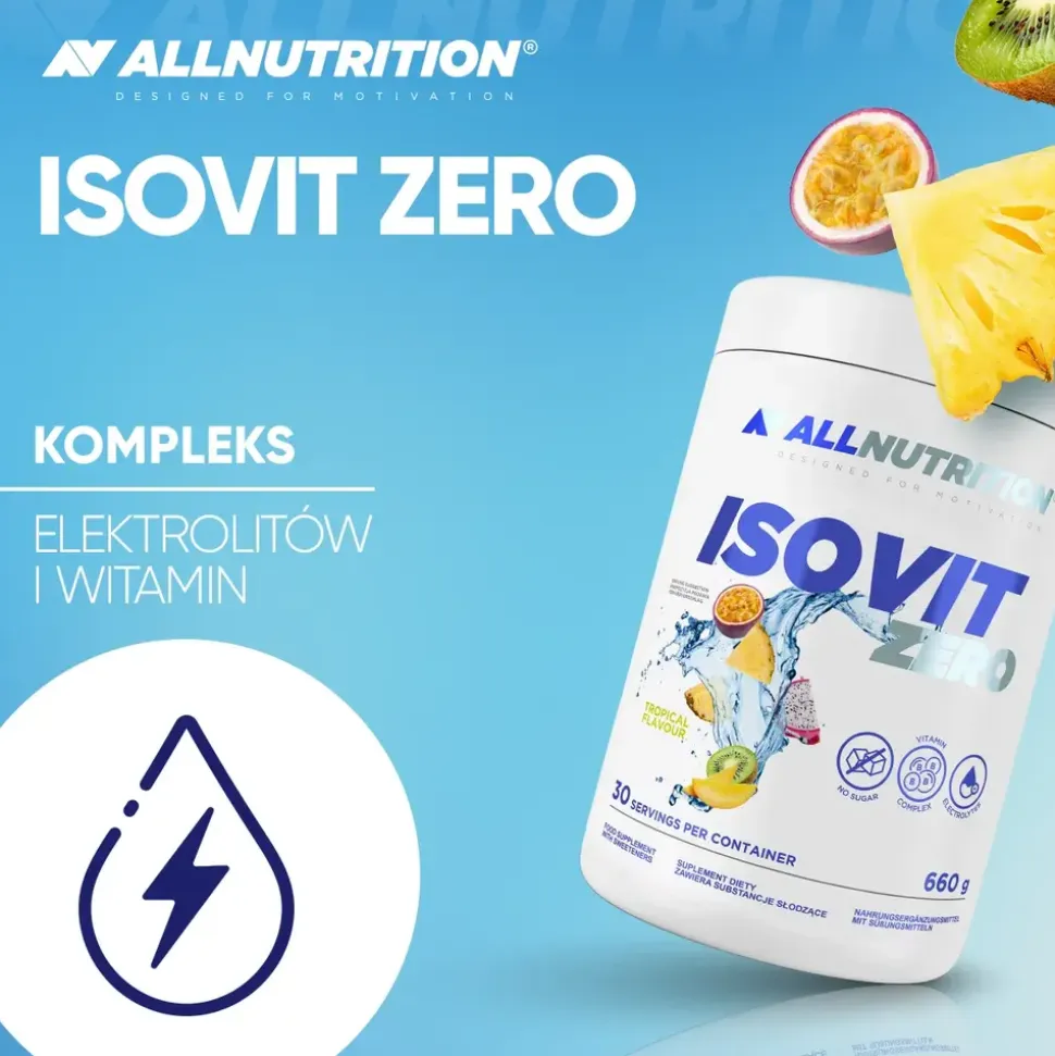 Allnutrition Isovit Zero, proszek, smak jabłko - malina, 660 g