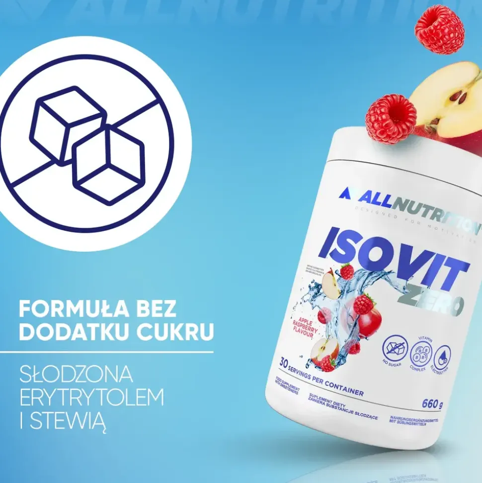 Allnutrition Isovit Zero, proszek, smak jabłko - malina, 660 g