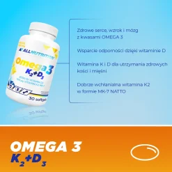 Allnutrition Omega 3 K2 + D3, kapsułki, 30 szt.