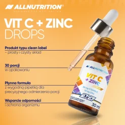 Allnutrition Vit C + Zinc Drops, płyn, 30 ml