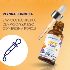 Allnutrition Vit C + Zinc Drops, płyn, 30 ml