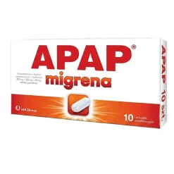 Apap migrena, 250 mg + 250 mg + 65 mg, tabletki powlekane, 10 szt.