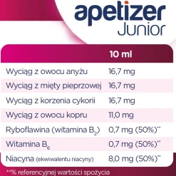 Apetizer Junior, syrop, o smaku malinowo-porzeczkowym, 100 ml