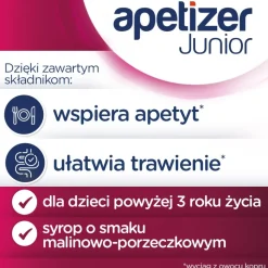 Apetizer Junior, syrop, o smaku malinowo-porzeczkowym, 100 ml