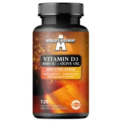 Apollo's Hegemony Vitamin D3 4000IU + Olive Oil, kapsułki miękkie, 120 szt.
