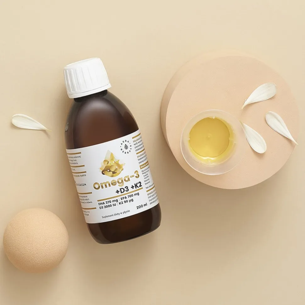 Aura Herbals Omega-3 + D3 + K2, płyn, 200 ml