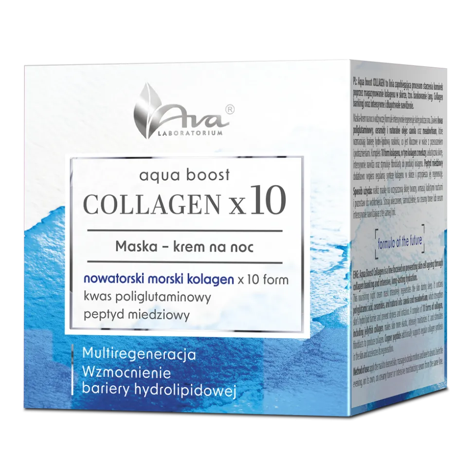 AVA Aqua Boost Collagen, maska-krem na noc, 50 ml