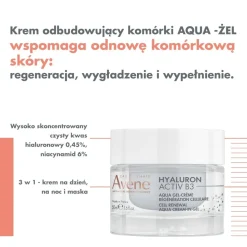 Avene Hyaluron Activ B3, krem-żel odbudowujący komórki, 50 ml