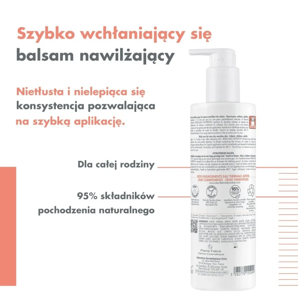 Avene Xera Calm Nutrition, balsam nawilżający, 400 ml