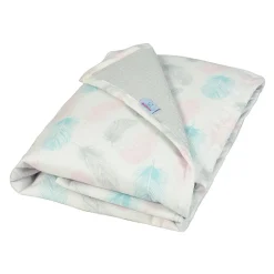 Babymatex Prestige, bawełniany kocyk dwustronny, wzór: piórka, 75 cm x 100 cm, 1 szt.