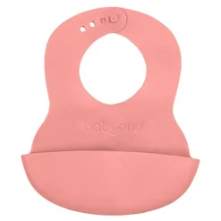 BabyOno, miękki śliniak z kieszonką i regulowanym zapięciem, różowy, 6 m+, 1 szt.