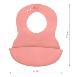 BabyOno, miękki śliniak z kieszonką i regulowanym zapięciem, różowy, 6 m+, 1 szt.