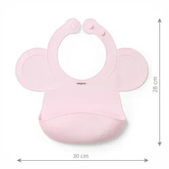 BabyOno, silikonowy śliniak z regulowanym zapięciem, różowy, 1 szt.