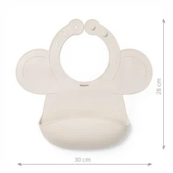 BabyOno, silikonowy śliniak z regulowanym zapięciem, beżowy, 1 szt.