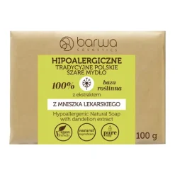 Barwa Hipoalergiczne Tradycyjne Polskie Szare Mydło z ekstraktem z mniszka lekarskiego, 100g