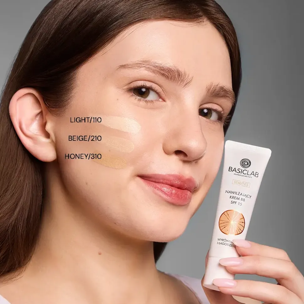 BasicLab Beauties, nawilżający krem,BB SPF15, Honey, 33 ml