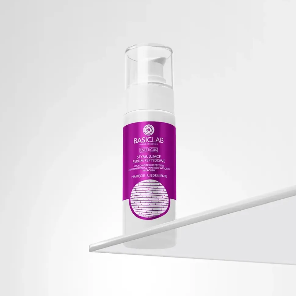 BasicLab Esteticus, serum peptydowe do twarzy na noc Napięcie i Ujędrnienie, 15 ml