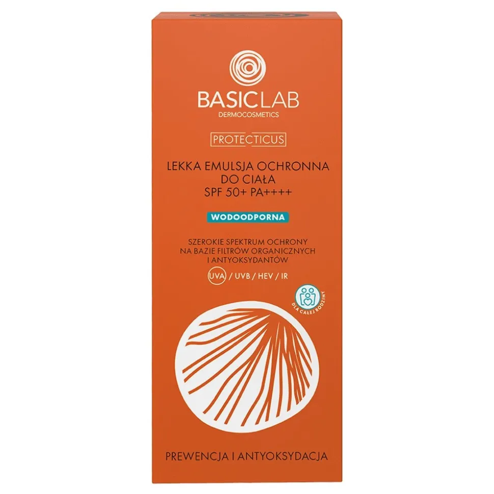 BasicLab Protecticus, lekka emulsja ochronna do ciała SPF 50+ PA++++, 100 ml