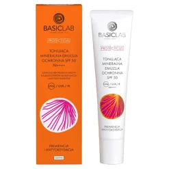 BasicLab Proteticus, tonująca mineralna emulsja SPF 50 PPD 19,8 Prewencja i Antyoksydacja, 40 ml