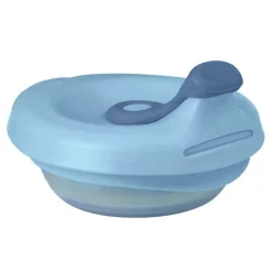 B.BOX, fill + feed, silikonowa miseczka z pokrywką do karmienia dla niemowląt i dzieci, kolor błękitny, 110 ml