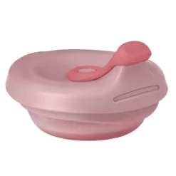 B.BOX, fill + feed, silikonowa miseczka z pokrywką do karmienia dla niemowląt i dzieci, kolor różowy, 110 ml