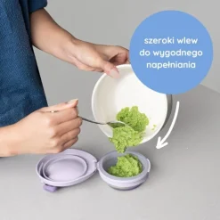 B.BOX, fill + feed, silikonowa miseczka z pokrywką do karmienia dla niemowląt i dzieci, kolor piwonia, 110 ml