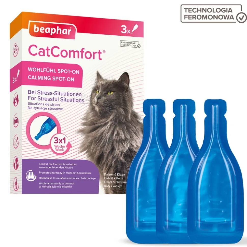 Beaphar CatComfort Calming Spot-On dla kotów, 3 x 0,55 ml
