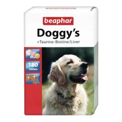 Beaphar Doggy's Mix + Taurine-Biotine/Liver, przysmak witaminowy z tauryną, biotyną i wątróbką, tabletki, 180 szt.