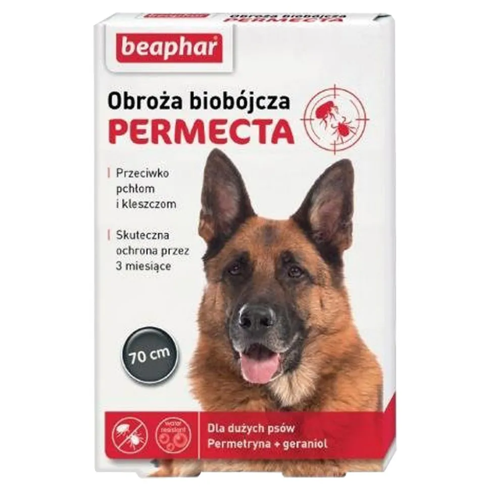 Beaphar, obroża biobójcza PERMECTA dla dużych psów, 70 cm, 1 szt.