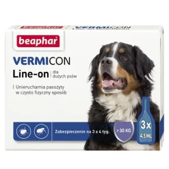 Beaphar Vermicon Line-on dla dużych psów, 3 pipety kropli przeciwpchłowych dla psów x 4 ml