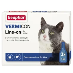 Beaphar Vermicon Line-on dla kotów, 3 pipety kropli przeciwpchłowych dla kotów x 1 ml