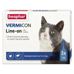 Beaphar VERMIcon Line-on, krople przeciwko ektopasożytom dla kotów, 3 x 1 ml