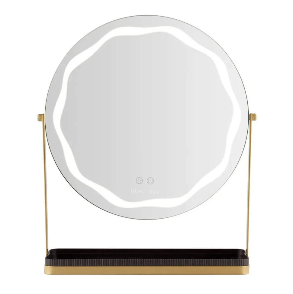 Beautifly Round LED Vanity Mirris, podświetlane lusterko do makijażu z regulacją światła LED, 1 szt.