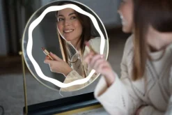 Beautifly Round LED Vanity Mirris, podświetlane lusterko do makijażu z regulacją światła LED, 1 szt.