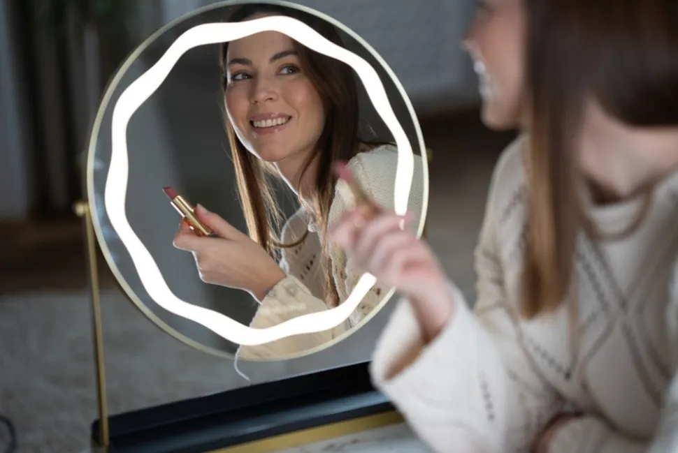 Beautifly Round LED Vanity Mirris, podświetlane lusterko do makijażu z regulacją światła LED, 1 szt.