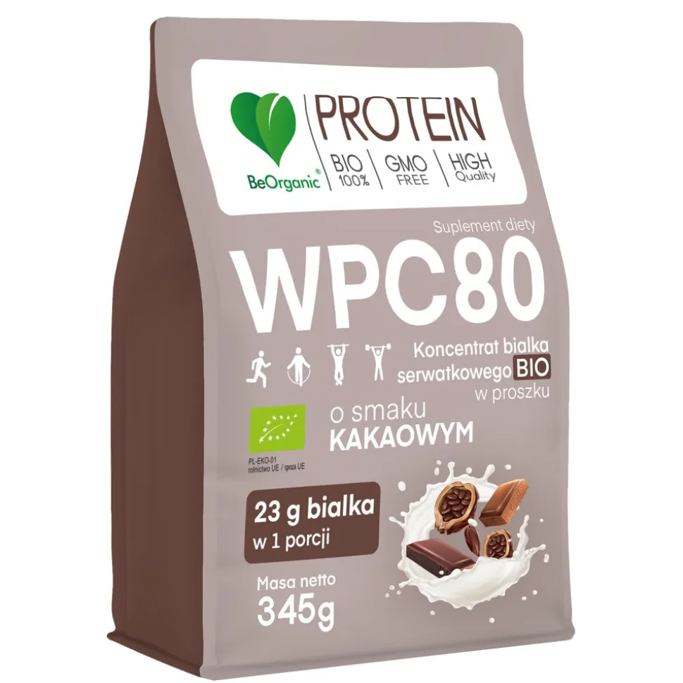 BeOrganic Protein WPC 80, proszek, smak kakaowy, 345 g